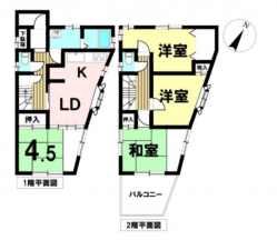 八王子市泉町、中古一戸建ての間取り画像です