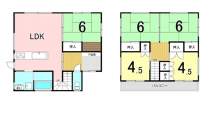 八王子市諏訪町、中古一戸建ての間取り画像です