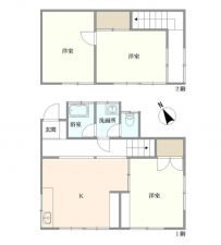 八王子市暁町、中古一戸建ての間取り画像です