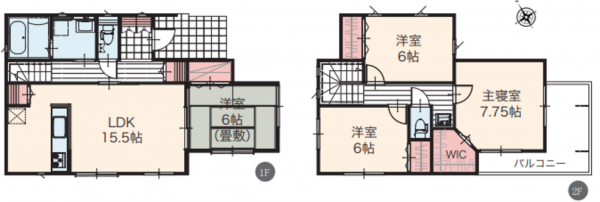 八王子市戸吹町、新築一戸建ての間取り画像です