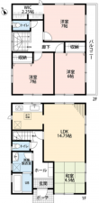 八王子市元八王子町、中古一戸建ての間取り画像です