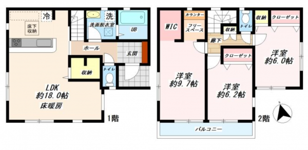 八王子市清川町、中古一戸建ての間取り画像です