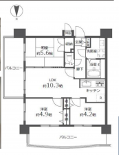 八王子市万町、マンションの間取り画像です