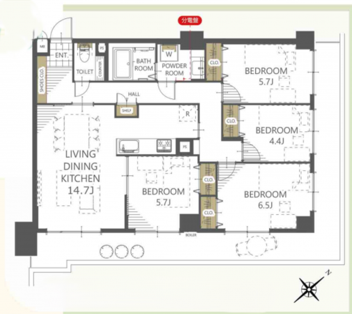 八王子市千人町、マンションの間取り画像です