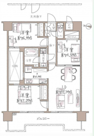 八王子市元横山町、マンションの間取り画像です