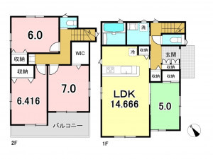 八王子市戸吹町、新築一戸建ての間取り画像です