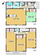 八王子市川町、中古一戸建ての間取り画像です