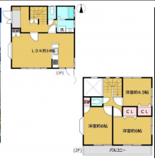 八王子市上壱分方町、中古一戸建ての間取り画像です
