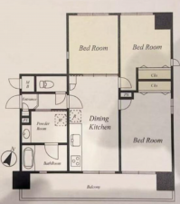 八王子市追分町、マンションの間取り画像です