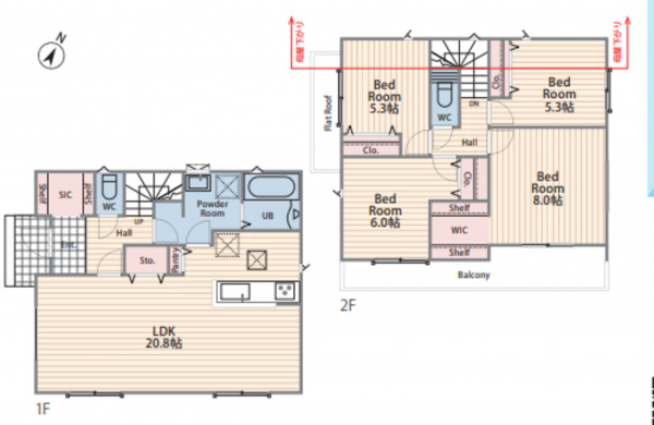 八王子市東浅川町、新築一戸建ての間取り画像です