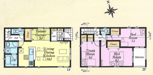 八王子市小宮町、新築一戸建ての間取り画像です