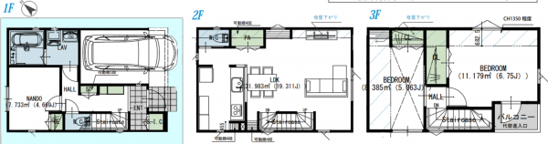 八王子市明神町、新築一戸建ての間取り画像です