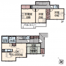 八王子市戸吹町、新築一戸建ての間取り画像です