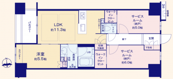 八王子市八日町、マンションの間取り画像です