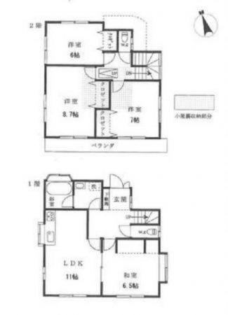八王子市川口町、中古一戸建ての間取り画像です