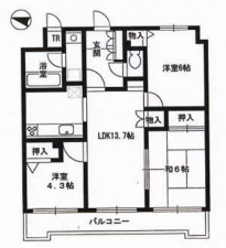 八王子市本町、マンションの間取り画像です