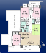 八王子市大和田町、マンションの間取り画像です