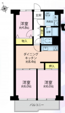 八王子市北野町、マンションの間取り画像です