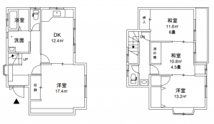 八王子市小比企町、中古一戸建ての間取り画像です