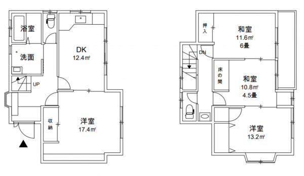 八王子市小比企町、中古一戸建ての間取り画像です