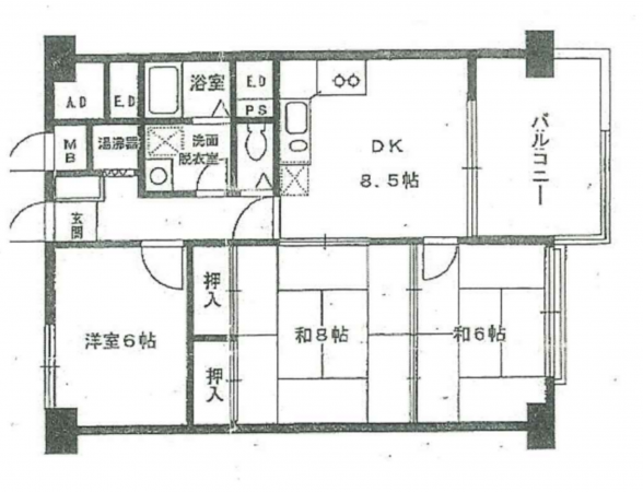 八王子市狭間町、マンションの間取り画像です
