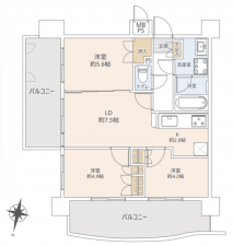 八王子市万町、マンションの間取り画像です