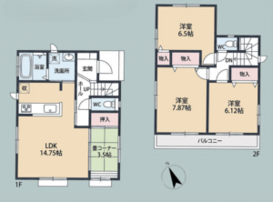 八王子市川口町、中古一戸建ての間取り画像です