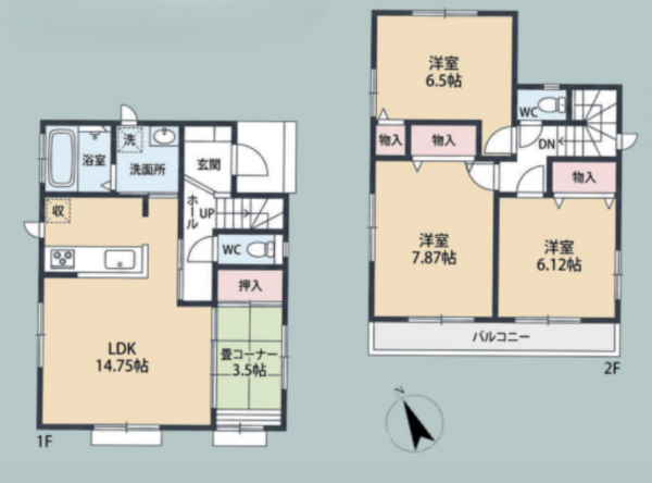 八王子市川口町、中古一戸建ての間取り画像です