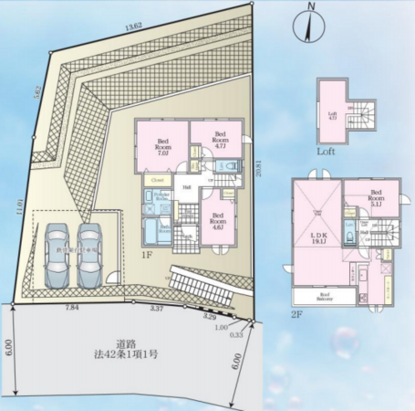 八王子市めじろ台、新築一戸建ての間取り画像です