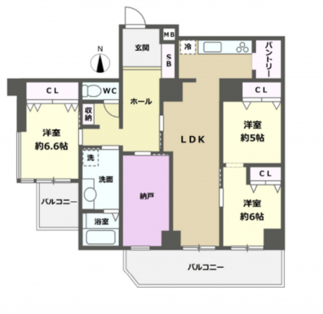 八王子市元横山町、マンションの間取り画像です