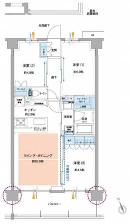 八王子市大和田町、マンションの間取り画像です