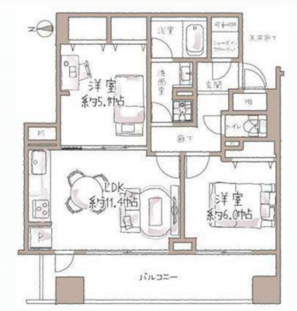 八王子市横山町、マンションの間取り画像です