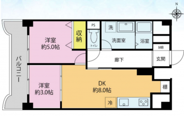 八王子市明神町、マンションの間取り画像です