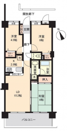 八王子市打越町、マンションの間取り画像です