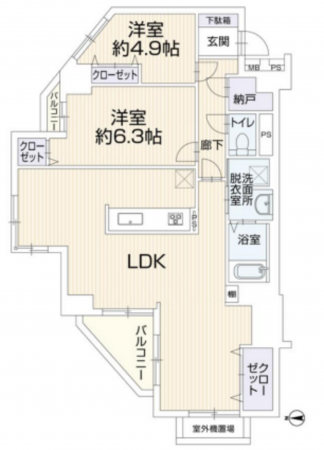 八王子市追分町、マンションの間取り画像です