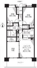 八王子市新町、マンションの間取り画像です