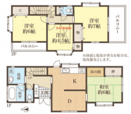 八王子市石川町、中古一戸建ての間取り画像です