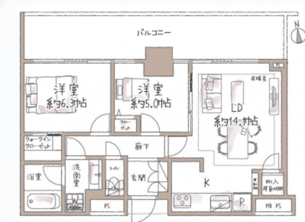八王子市子安町、マンションの間取り画像です
