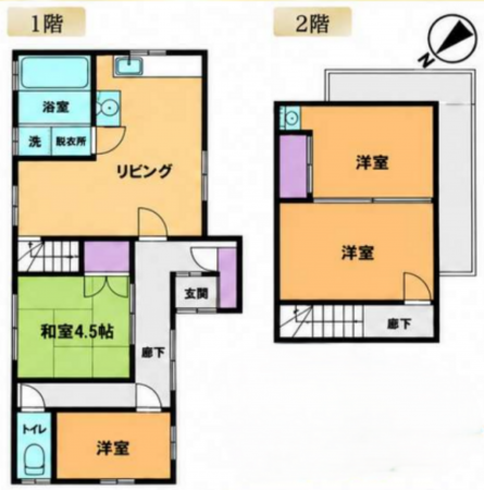 八王子市散田町、中古一戸建ての間取り画像です
