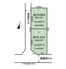 小矢部市津沢、土地の間取り画像です