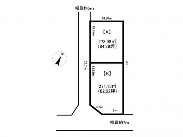 小矢部市津沢、土地の間取り画像です