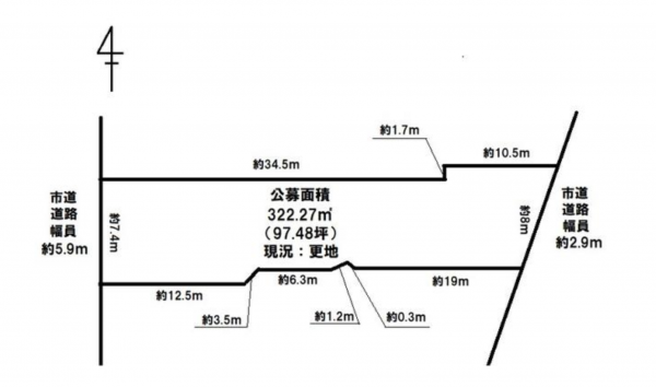 南砺市井波、土地の間取り画像です