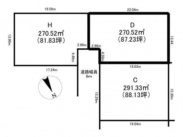南砺市城端、土地の間取り画像です
