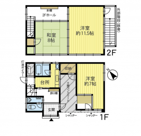 小矢部市後谷、中古一戸建ての間取り画像です