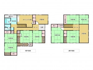 南砺市天神、中古一戸建ての間取り画像です