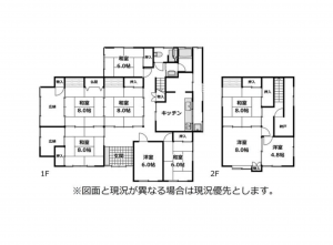 南砺市二日町、中古一戸建ての間取り画像です