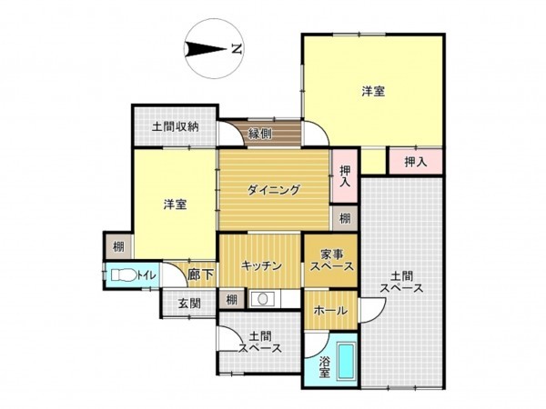 南砺市城端、中古一戸建ての間取り画像です
