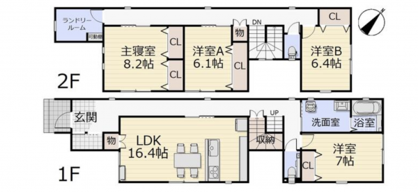 砺波市太郎丸、新築一戸建ての間取り画像です