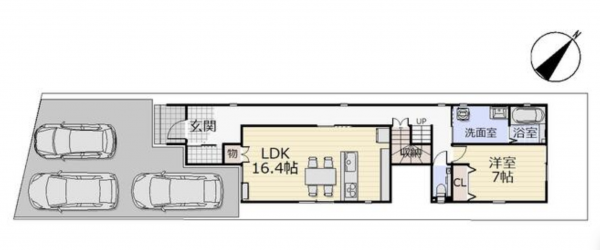 砺波市太郎丸、新築一戸建ての駐車場画像です