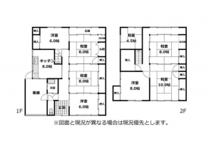 南砺市、中古一戸建ての間取り画像です